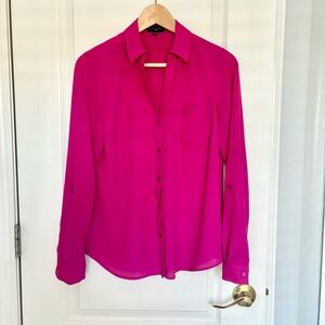 The Limited Fuchsia Pink Button-Up Blouse
